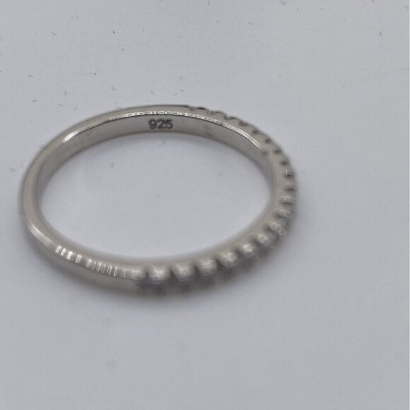 CZ Wedding Band Women 925 Sterling Silver Half Eternity Stackable Ring Size‎ 8 - Picture 2 of 7